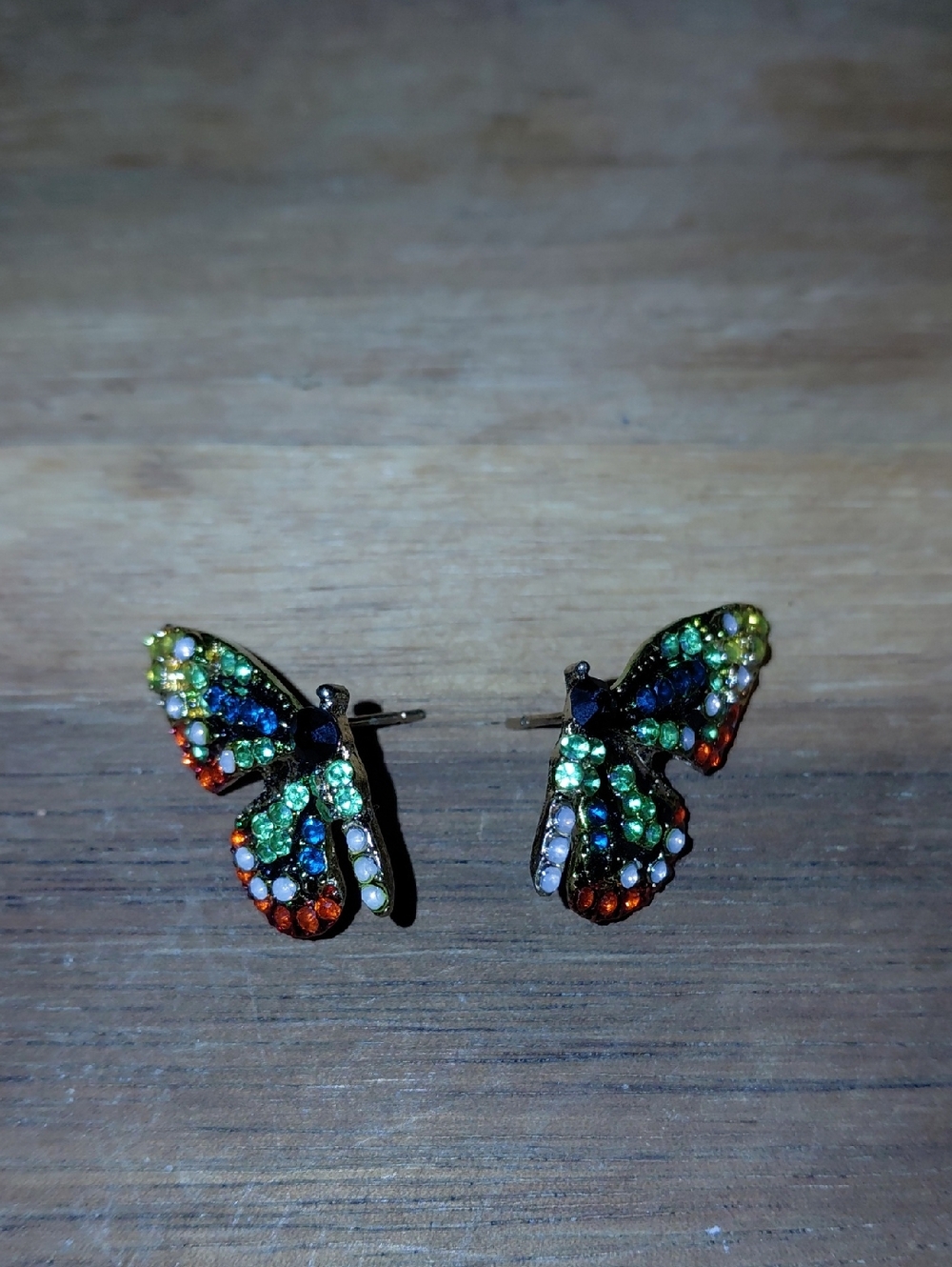 Colorful Crystal Butterfly Stud Earrings